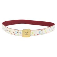 ルイ・ヴィトン LOUIS VUITTON サンチュールLVカット ベルト マルチカラー ホワイト M9682W レディース BA11744A