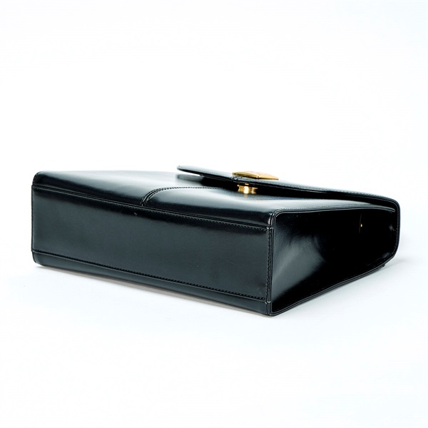 Yves Saint Laurent YSLロゴ ハンドバッグ ブラック ゴールド カーフスキンの画像5