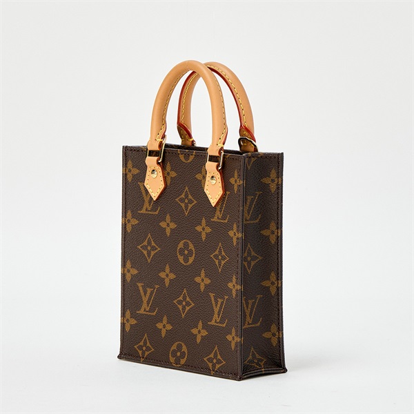 LOUIS VUITTON プティット サックプラ モノグラム ハンドバッグ M181295 ブラウン レザー PVCの画像1