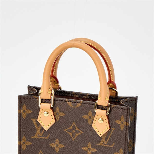 LOUIS VUITTON プティット サックプラ モノグラム ハンドバッグ M181295 ブラウン レザー PVCの画像3