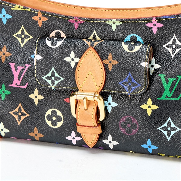 LOUIS VUITTON エライザ モノグラムマルチカラー ハンドバッグ M40099 ブラック レザー PVCの画像5