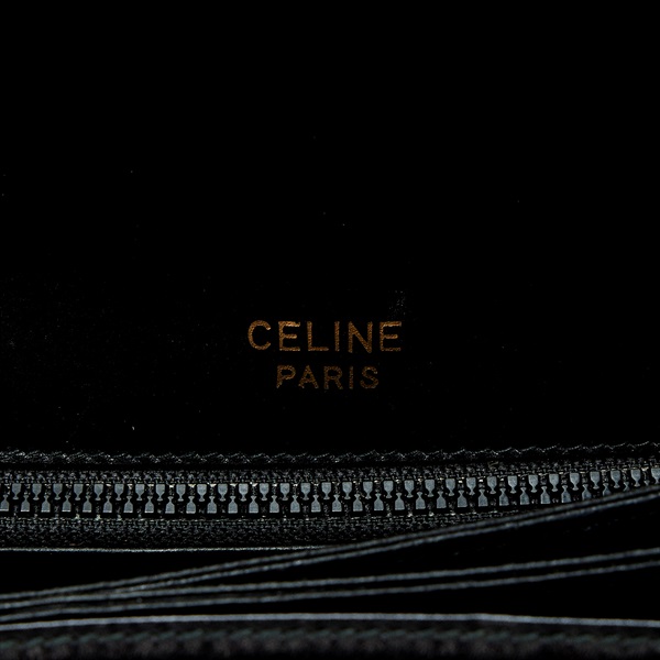 CELINE マカダム ショルダーバッグ ブラック ゴールド カーフスキンの画像7