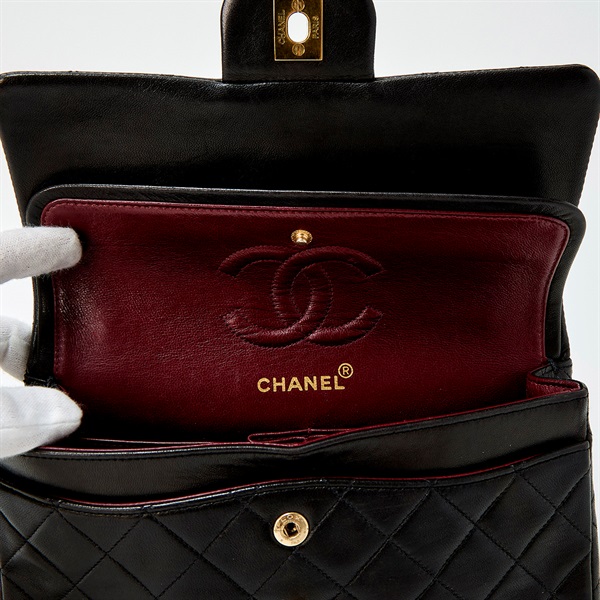 CHANEL マトラッセ ダブルフラップ ダブルチェーン 23 ショルダーバッグ ブラック ラムスキンの画像6