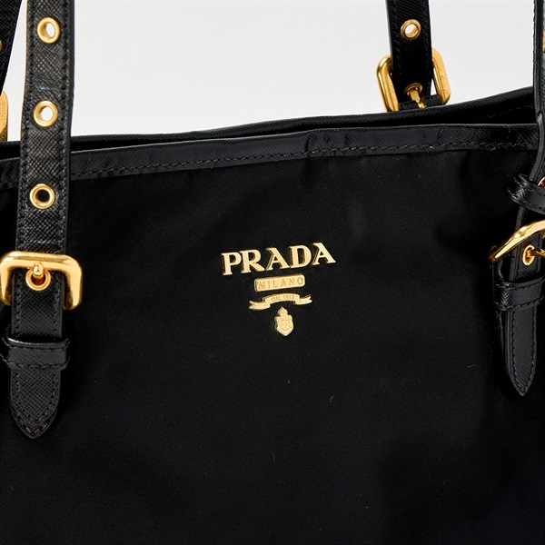 PRADA トートバッグ ブラック テスート サフィアーノの画像5