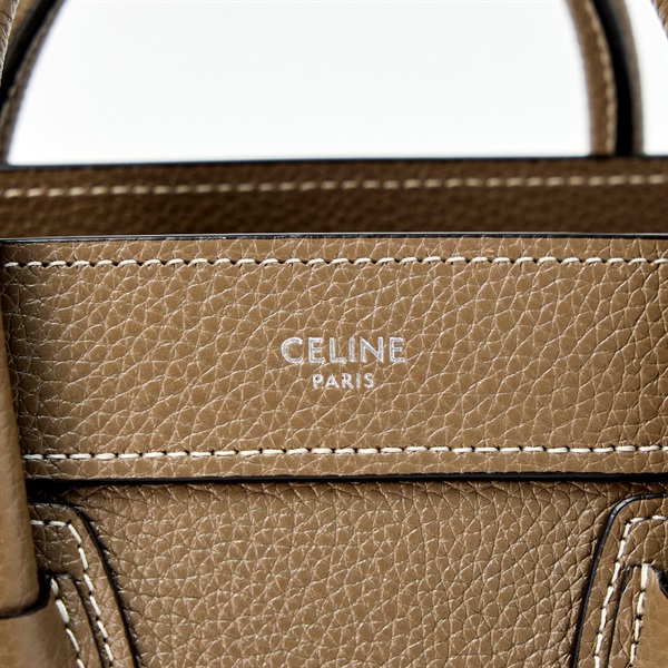 CELINE ラゲージ ナノ ハンドバッグ グレージュ シルバー レザーの画像4