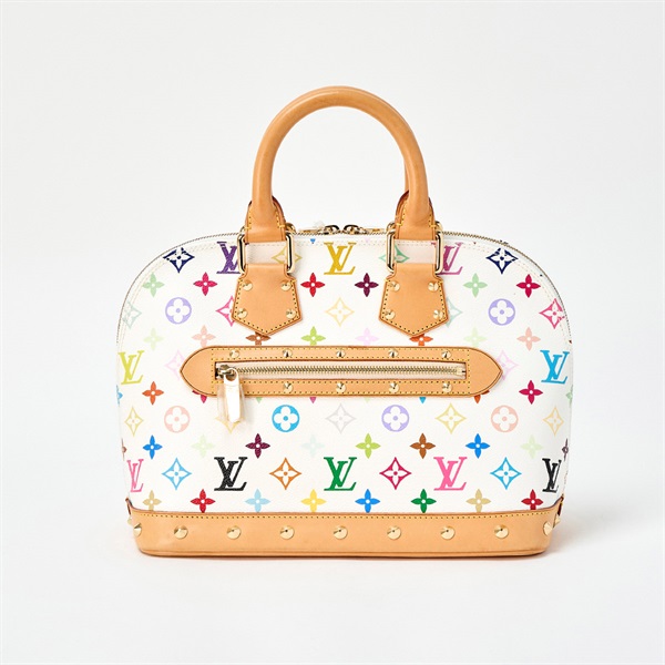 LOUIS VUITTON アルマ モノグラムマルチカラー ハンドバッグ M92647 ホワイト ベージュ ゴールド PVC レザーの画像2