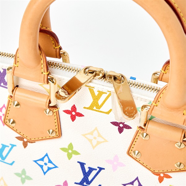 LOUIS VUITTON アルマ モノグラムマルチカラー ハンドバッグ M92647 ホワイト ベージュ ゴールド PVC レザーの画像4