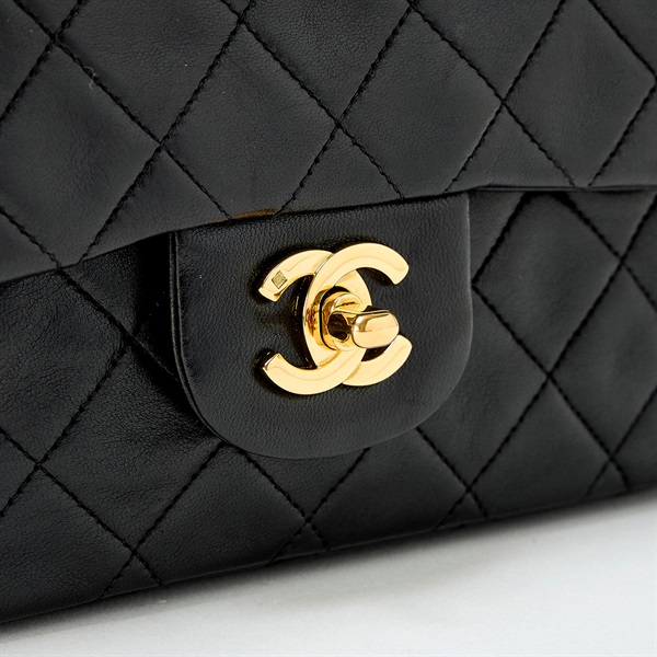 CHANEL マトラッセ ダブルフラップ ダブルチェーン 23 ショルダーバッグ ブラック ゴールド ラムスキンの画像4