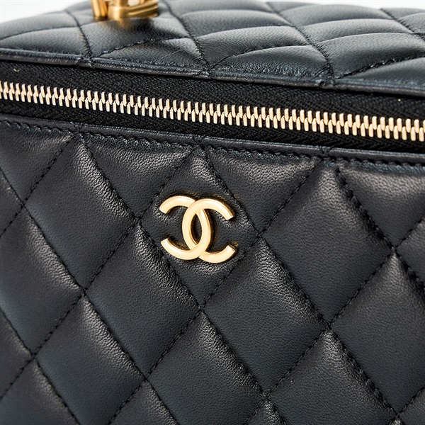 CHANEL マトラッセ 2WAY ショルダーバッグ ブラック ゴールド キャビアスキンの画像6