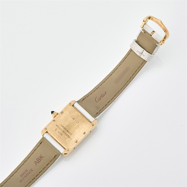 Cartier タンクルイ W1529856 クオーツ 腕時計 SM 白文字盤 ゴールド ホワイト 750YG レザーの画像6