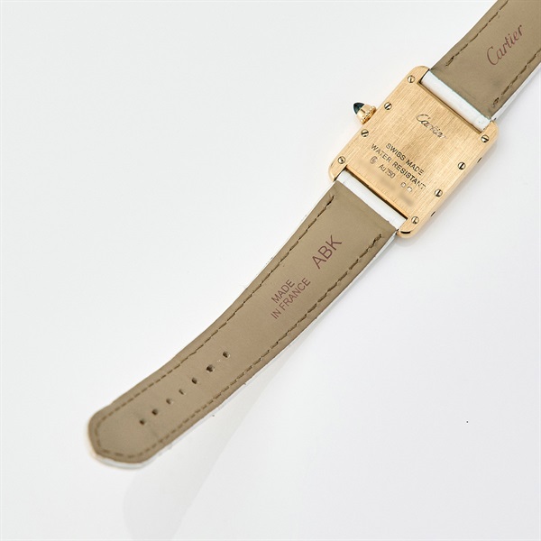 Cartier タンクルイ W1529856 クオーツ 腕時計 SM 白文字盤 ゴールド ホワイト 750YG レザーの画像7