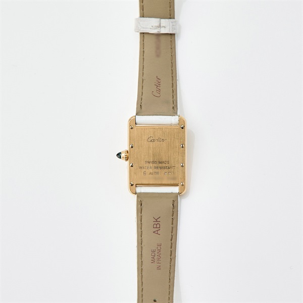 Cartier タンクルイ W1529856 クオーツ 腕時計 SM 白文字盤 ゴールド ホワイト 750YG レザーの画像8