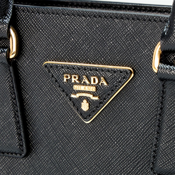 PRADA ハンドバッグ ブラック ゴールド サフィアーノの画像4