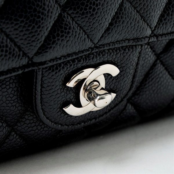 CHANEL マトラッセ ダブルフラップ ダブルチェーン 25cm ショルダーバッグ ブラック シルバー キャビアスキンの画像4