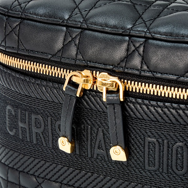 Christian Dior カナージュ スモール ショルダーバッグ ブラック ゴールド ラムスキンの画像4