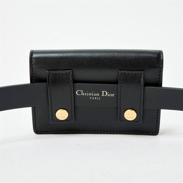 Christian Dior ボビー ポーチ ブラック ゴールド レザーの画像4
