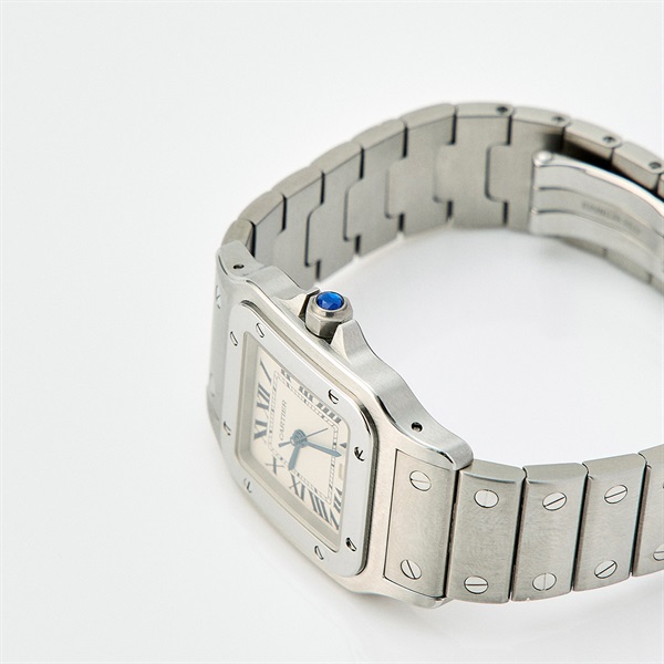 Cartier サントスガルベ W20060D6 クオーツ 腕時計 LM アイボリー文字盤 シルバー SSの画像2
