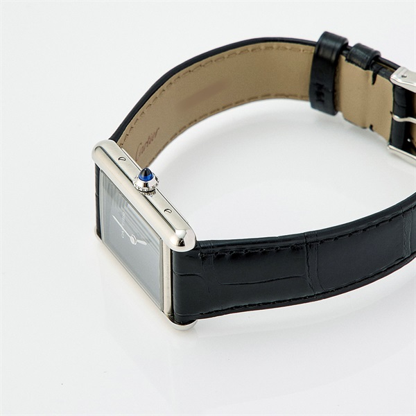Cartier タンクマスト WSTA0072 クオーツ 腕時計 LM ブラック文字盤 SS レザーの画像2