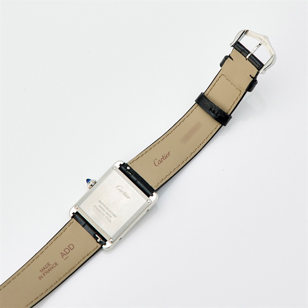 Cartier タンクマスト WSTA0072 クオーツ 腕時計 LM ブラック文字盤 SS レザーの画像6