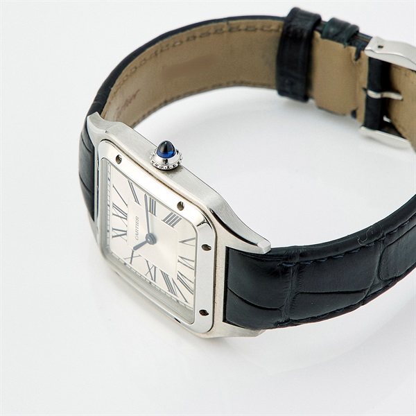 Cartier サントスデュモン WSSA0022 クオーツ 腕時計 LM シルバー文字盤 シルバー SS レザーの画像2