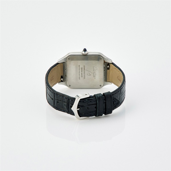 Cartier サントスデュモン WSSA0022 クオーツ 腕時計 LM シルバー文字盤 シルバー SS レザーの画像3