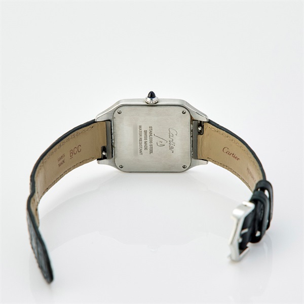 Cartier サントスデュモン WSSA0022 クオーツ 腕時計 LM シルバー文字盤 シルバー SS レザーの画像8
