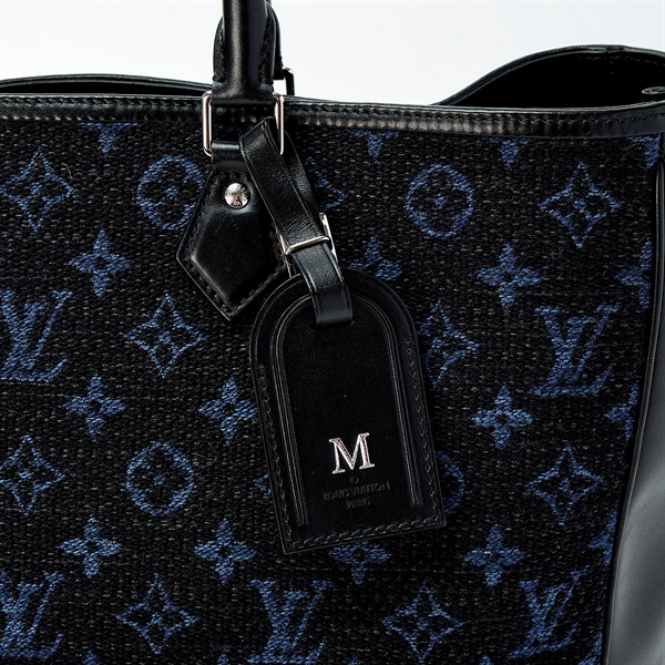 LOUIS VUITTON グランサック モノグラムジャガード ハンドバッグ M55203 ブラック ネイビー シルバー ジャガード レザーの画像4