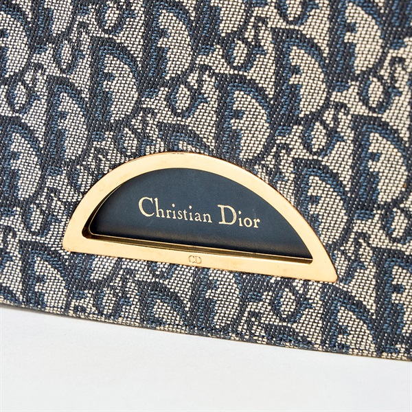 Christian Dior マリスパール トロッター ハンドバッグ CP0070 ネイビー ゴールド キャンバス レザーの画像5