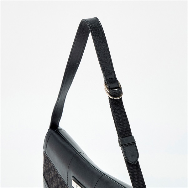 Christian Dior ストリートシック トロッター ショルダーバッグ ブラック シルバー キャンバス レザーの画像3