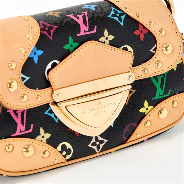 LOUIS VUITTON マリリン モノグラムマルチカラー ショルダーバッグ M40128 ブラック ゴールド PVC レザーの画像4