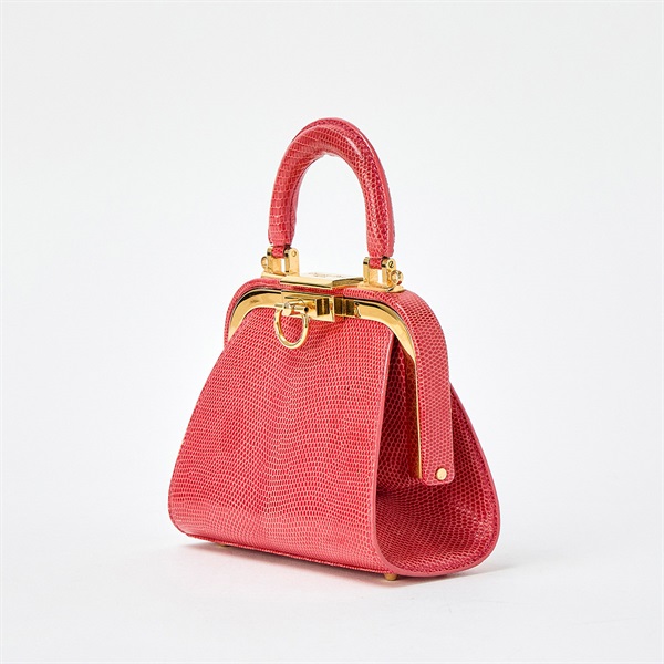Christian Dior ターンロック ショルダーバッグ ピンク ゴールド リザードの画像1