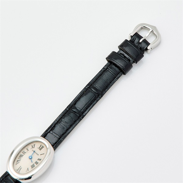 Cartier ミニベニュワール W1518956 クオーツ 腕時計 18MM シルバーローマン文字盤 ホワイトゴールド 750WG レザーの画像4