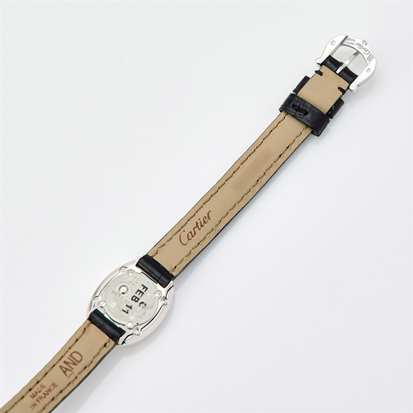 Cartier ミニベニュワール W1518956 クオーツ 腕時計 18MM シルバーローマン文字盤 ホワイトゴールド 750WG レザーの画像6