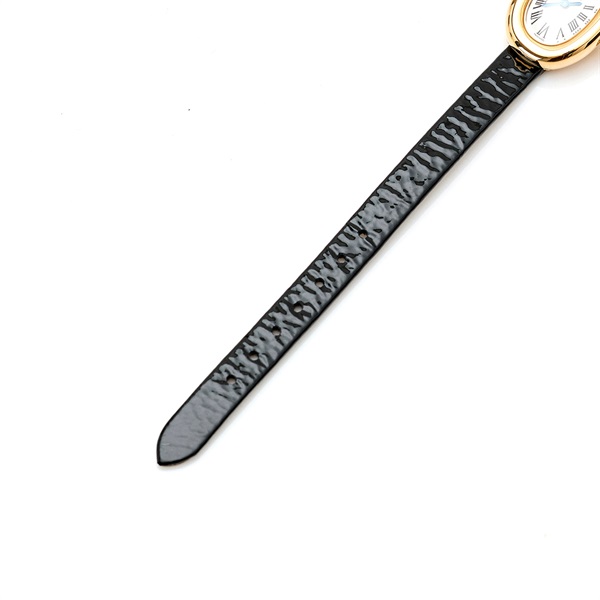 Cartier ミニベニュワール WGBA0017 クオーツ 腕時計 18MM シルバーローマン文字盤 ゴールド ブラック 750YG レザーの画像4