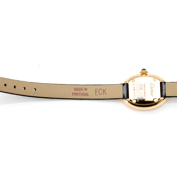 Cartier ミニベニュワール WGBA0017 クオーツ 腕時計 18MM シルバーローマン文字盤 ゴールド ブラック 750YG レザーの画像6