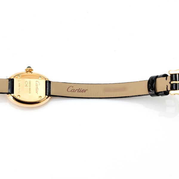 Cartier ミニベニュワール WGBA0017 クオーツ 腕時計 18MM シルバーローマン文字盤 ゴールド ブラック 750YG レザーの画像7