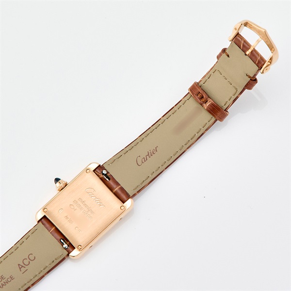 Cartier タンクルイ WGTA0010 手巻き 腕時計 SM シルバー文字盤 PG シルバー ブラウン PG レザーの画像6