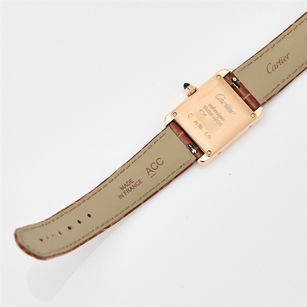 Cartier タンクルイ WGTA0010 手巻き 腕時計 SM シルバー文字盤 PG シルバー ブラウン PG レザーの画像7