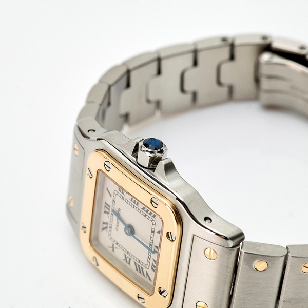 Cartier サントスガルベ W20012C4 クオーツ 腕時計 24MM/SM アイボリー文字盤 シルバー ゴールド アイボリー SS YGの画像2