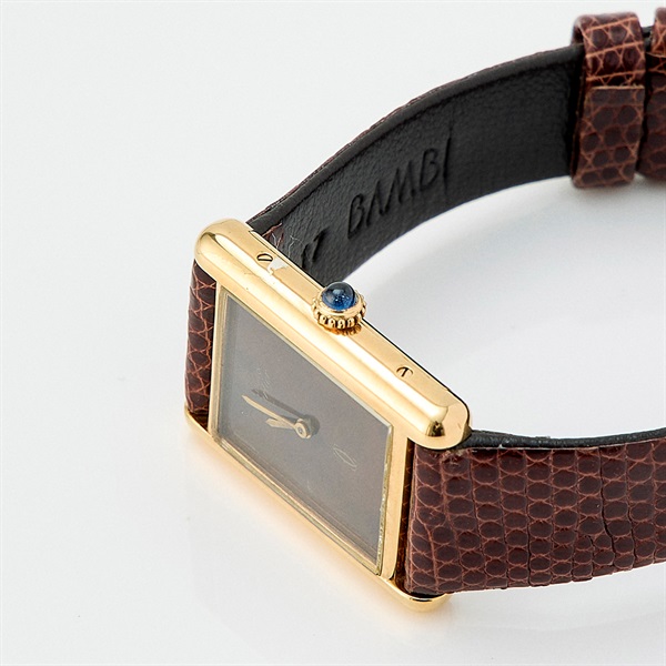 Cartier マストタンク 2512 手巻き 腕時計 23MM マーブルブラウン文字盤 ゴールド ブラウン GP レザーの画像2