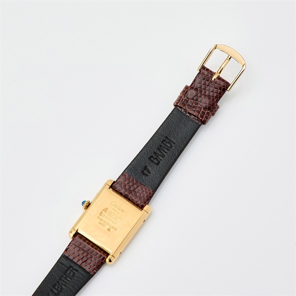 Cartier マストタンク 2512 手巻き 腕時計 23MM マーブルブラウン文字盤 ゴールド ブラウン GP レザーの画像6