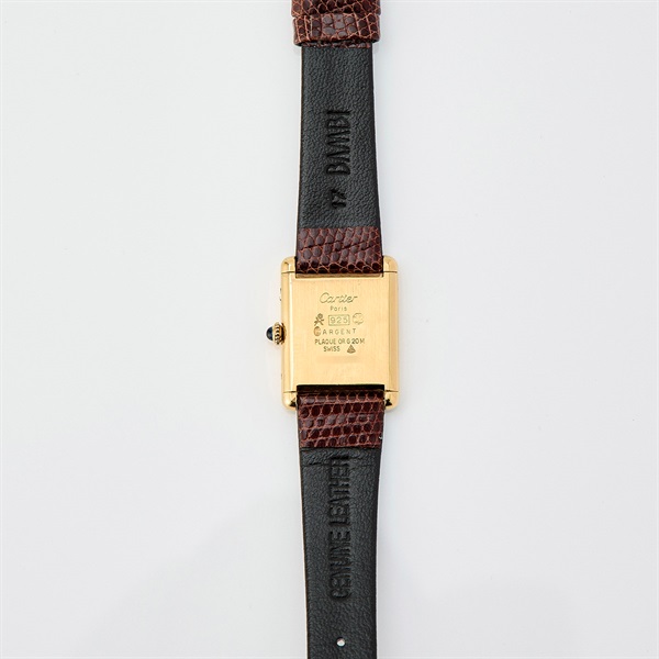 Cartier マストタンク 2512 手巻き 腕時計 23MM マーブルブラウン文字盤 ゴールド ブラウン GP レザーの画像8