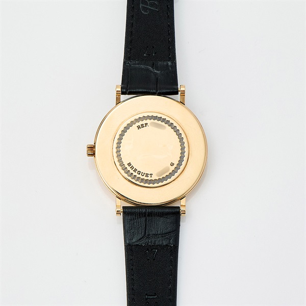 BREGUET クラシック 3910 自動巻き 腕時計 34.5MM シャンパン文字盤 イエローゴールド ブラック 750YG レザーの画像5