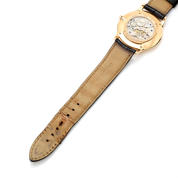 JAEGER-LECOULTRE マスター・ウルトラスリム 145.2.79 手巻き 腕時計 34MM シルバー文字盤 ピンクゴールド ブラック YG レザーの画像6