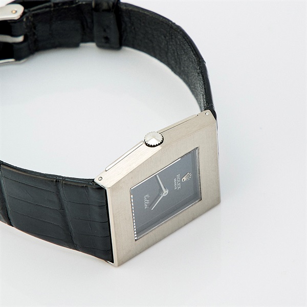ROLEX キングマイダス 4017 手巻き 腕時計 28.5MM 黒文字盤 ホワイトゴールド 750WG レザー 32番台の画像3