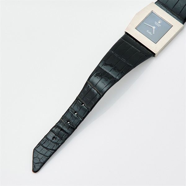 ROLEX キングマイダス 4017 手巻き 腕時計 28.5MM 黒文字盤 ホワイトゴールド 750WG レザー 32番台の画像6