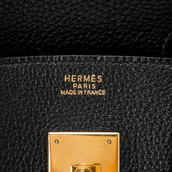 HERMES バーキン 30 2002年 □F ハンドバッグ ブラック ゴールド トゴの画像7