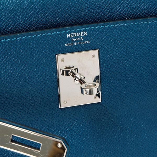 HERMES ケリー 28 2015年 T ハンドバッグ ブルータラサ シルバー ヴォーエプソンの画像5