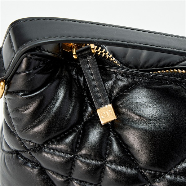 Christian Dior ノマド カナージュ ハンドバッグ M7220 ブラック ゴールド ラムスキンの画像4