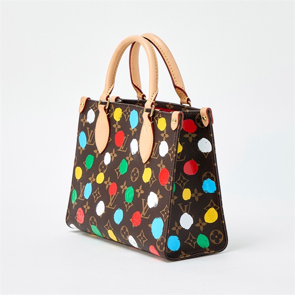 LOUIS VUITTON×Yayoi Kusama オンザゴー モノグラム PM ハンドバッグ M46380 ブラウン ゴールド PVC レザーの画像1